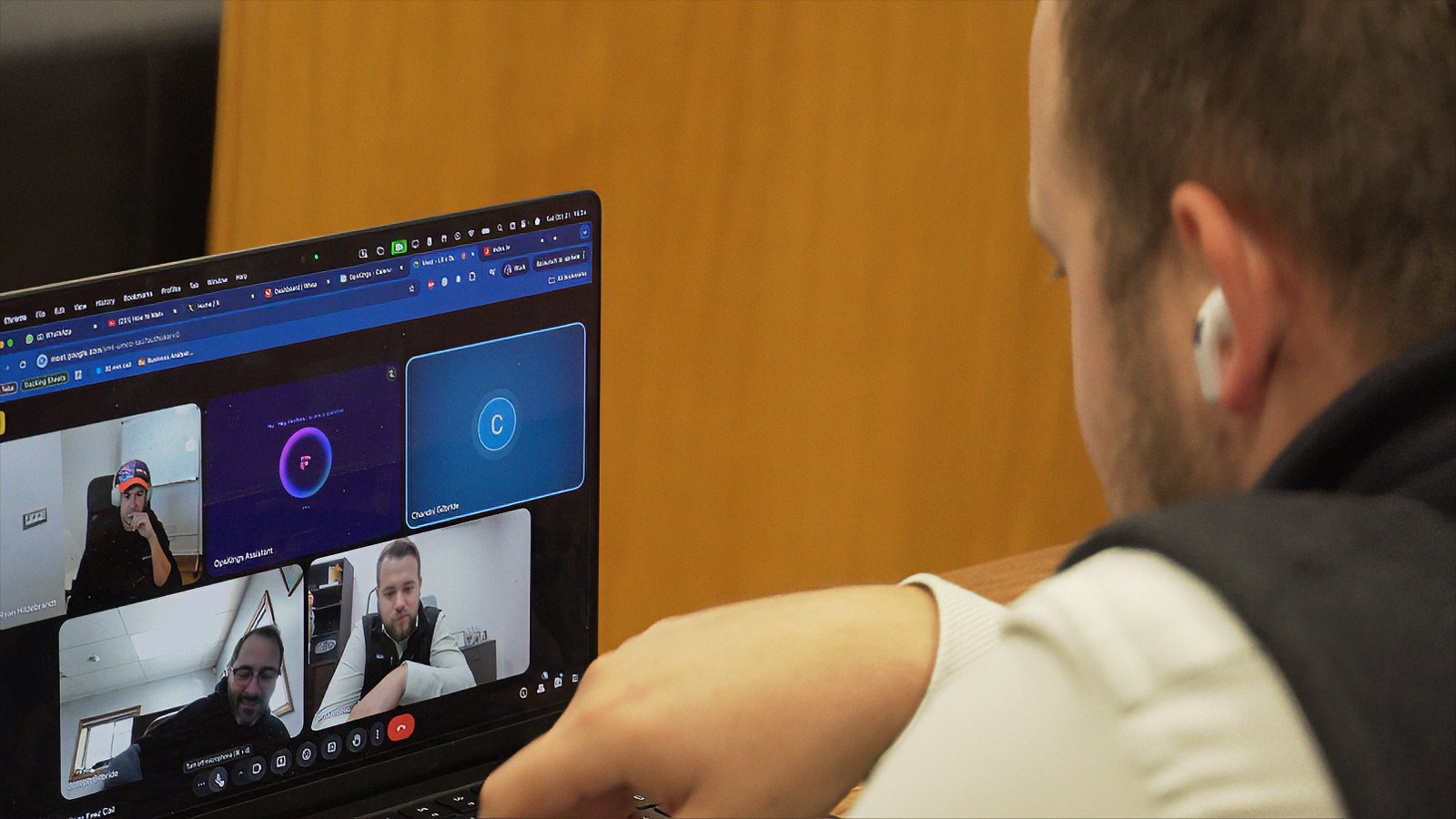 Team member running through project updates on a video call